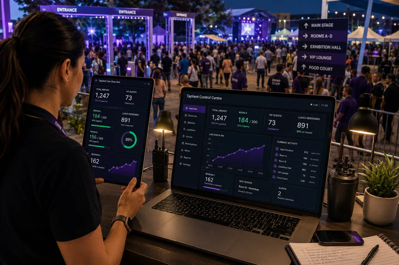 Event organiser monitoring TapVent live operations